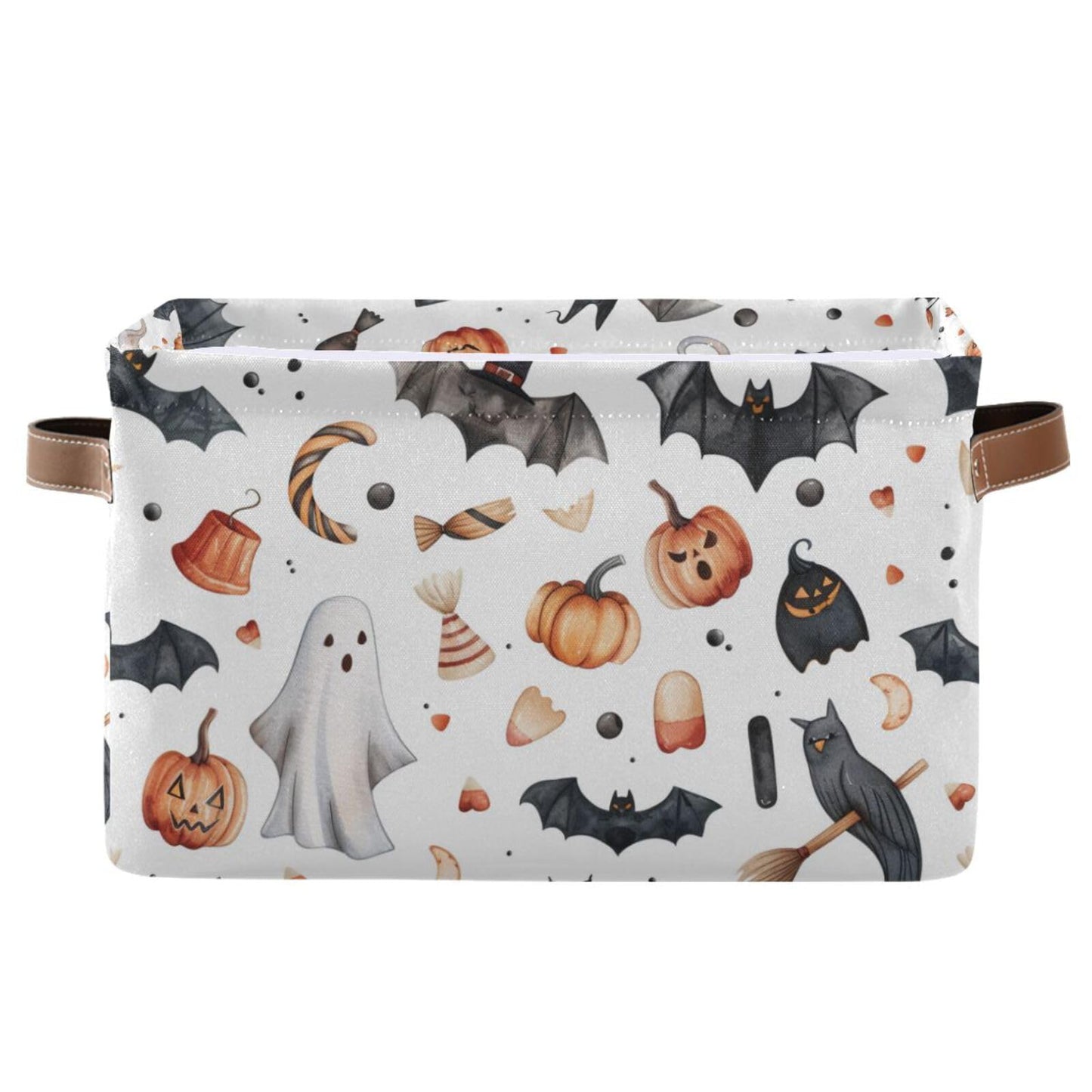 senya Halloween Storage Basket, Bats Pumpkins Halloween Foldable Fabric Collapsible Storage Bins Organizer Bag for Storage Clothes