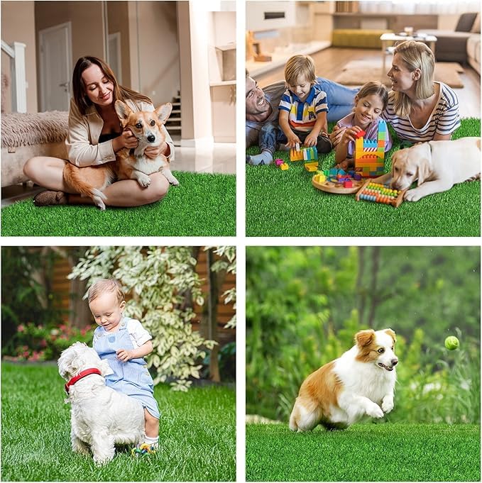 STARROAD-TIM 80 * 130 CM Fake Grass Pee for Dogs Artificial Grass Rug Pad for Puppy Potty Washable Grass Mat for Pet Training with Drainage Hole and Easy to Clean