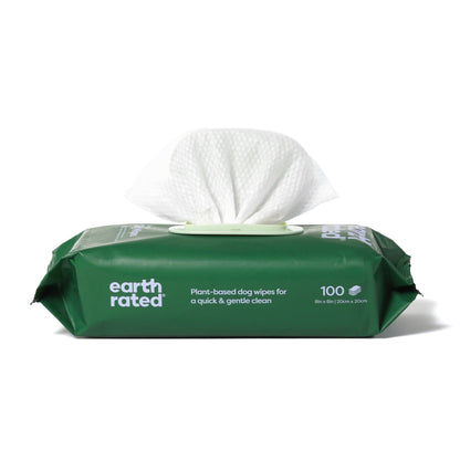 Earth Rated Ear Wipes & Grooming Wipes Bundle - Includes 70 Fragrance-Free Pet Ear Wipes and 100 Lavender-Scented Grooming Wipes.