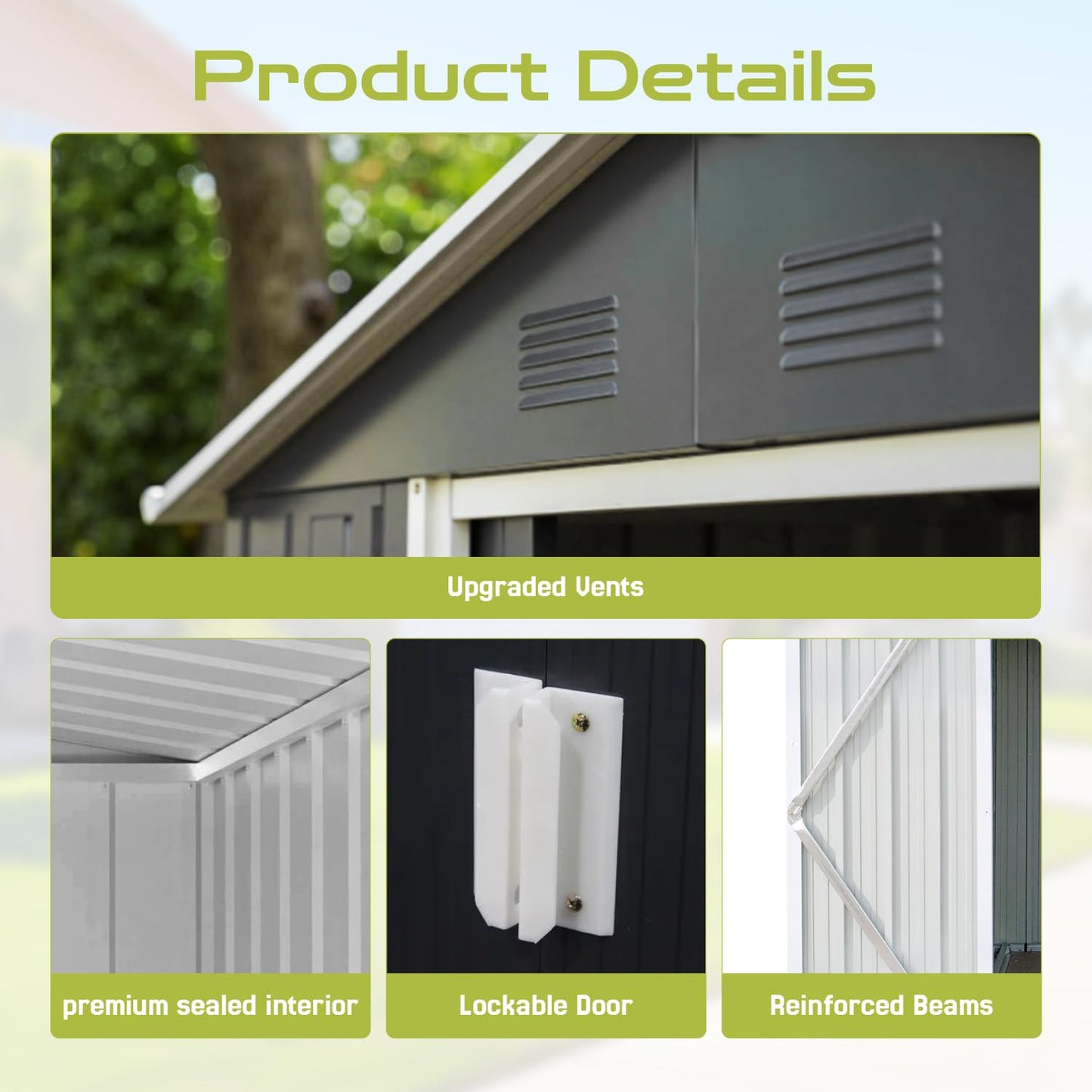 LINKHOO 9 x 10.6 Ft Outdoor Storage Shed, Heavy-Duty Metal Shed with Windows & Secure Lockable Doors, Ideal Storage Shed for Outdoor, Patio, Garden, and Backyard, Black