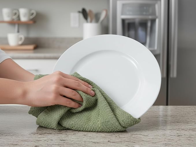 Serafina Home Dark Sage Green Kitchen Hand Dish Towels: Oversized 28" x 18"