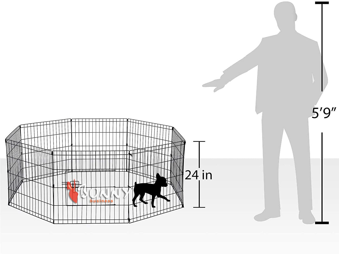 Doggy Style 8 Panel Playpen Suitable for Dogs Puppies Cats & Rabbits Foldable Ideal for Indoor/Outdoor use Puppy Play Pen (Small, 8 Panel Light/Lge Door/Black)