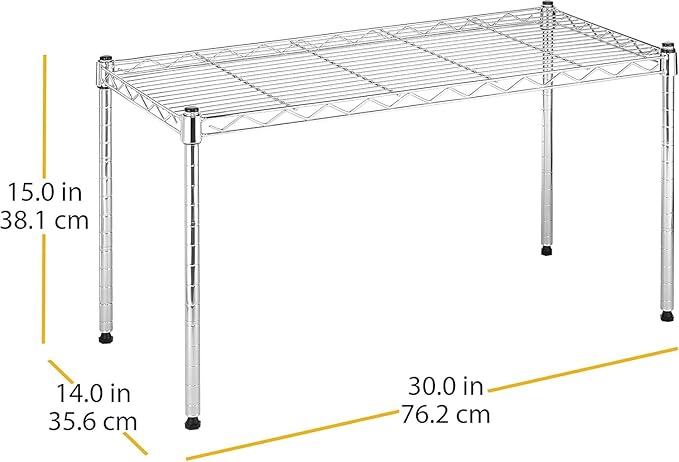 Xcity Storage Shelves, 1 Tier Heavy Duty Metal Shelving Unit, 350 LBS Capacity Adjustable Steel Wire Shelf Organizer for Pantry, Kitchen, Garage, 14" D x 30" W x 15" H, Chrome
