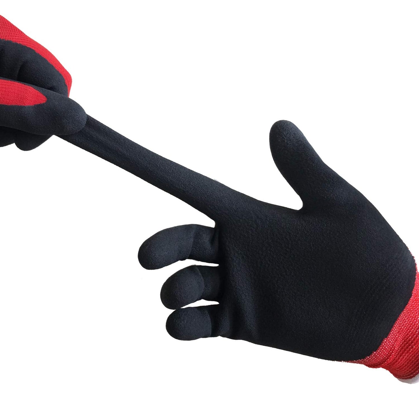 COOLJOB Gardening Gloves for Men, 6 Pairs Work Gloves Men, Durable Garden,Rubber Coated Safety Working for Power Grip, Men’s Large Size Fits Most, Black & Red (Half Dozen L)