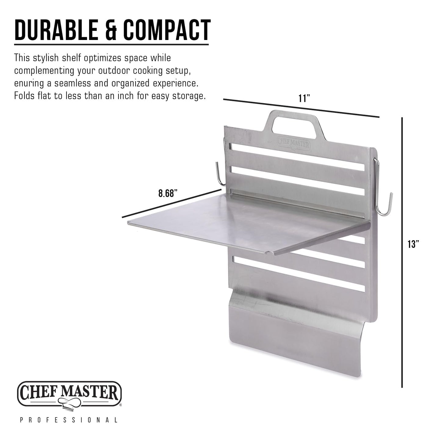 Chef Master Steam Pan Insert & Adjustable Griddle Shelf Set – Organizer & Condiment Holder for Utensils, Ingredients & BBQ Cooking - Grill Accessories for Outdoor Grill - 90260 & 90316