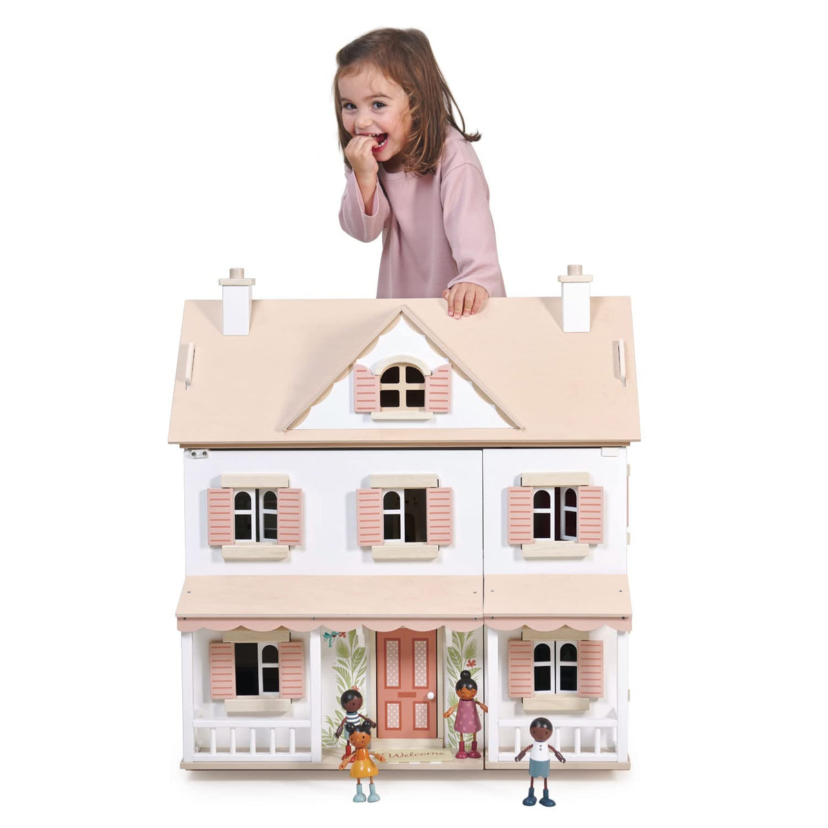 Tender Leaf Toys - Humming Bird House - 3 Story Large Wooden Colonial Style Doll House - Encourages Role-Play and Story Invention in Boys and Girls - Age 3+