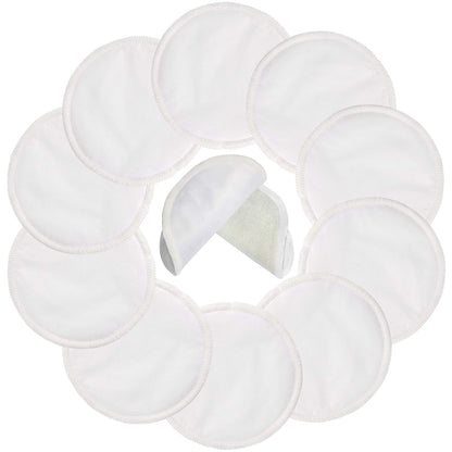 Pinowu Reusable Cotton Nursing Pads (10pcs)-Washable Breastfeeding Pads Highly Absorbent with Laundry Bag (Diameter: 12 cm)