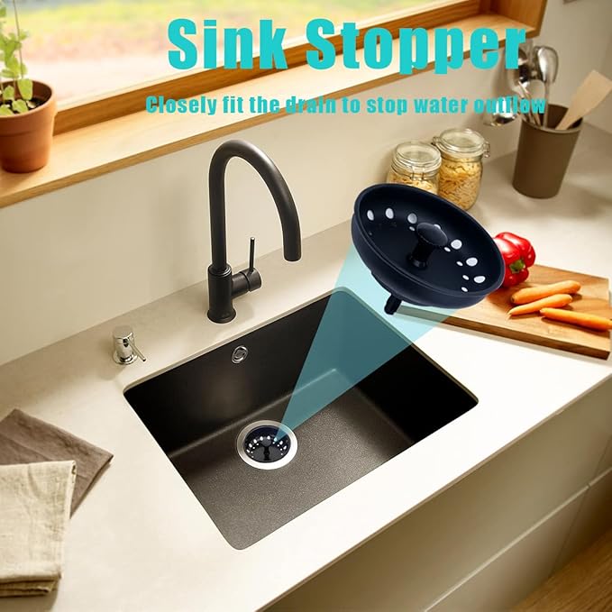 3 Pieces Kitchen Sink Stopper Strainer, 3 in 1 Kitchen Sink Basket Strainer