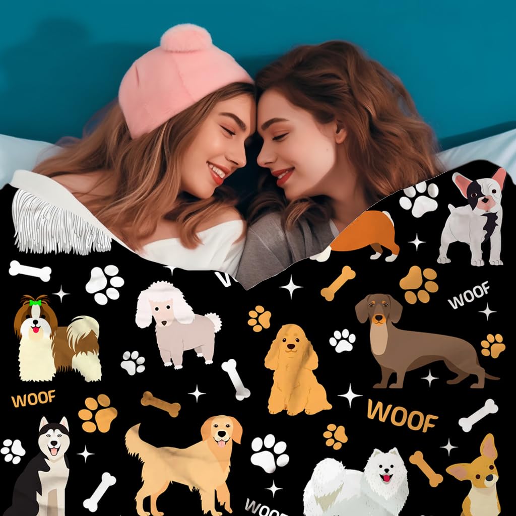 Dog Blanket Puppy Plush Gifts for Girls Women Soft Cozy Flannel Dogs Animal Throw Blanket Bedding Decor Dog Gifts for Dogs Lovers for Kids Adults 50"X40"