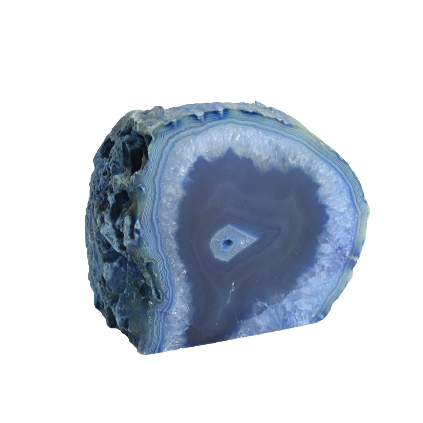 AMOYSTONE Blue Agate Stone Candle Holder for Pillar & Tea Lights 1-1.5lb, or Plant Terrarium as Boho Home Accent