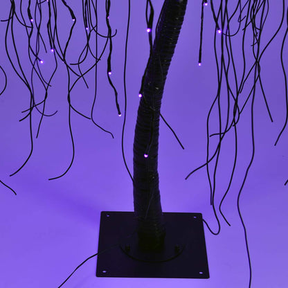 LIGHTSHARE 7 Feet Halloween Willow Tree with Spiders, 256 LED Lights for Home, Festival,Nativity, Party, and Christmas Decoration,Indoor Outdoor Use, Purple