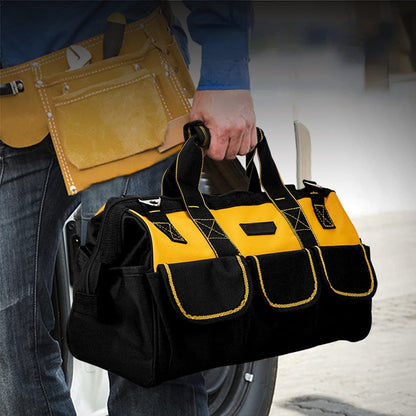 17-Inch Tool Bag Organiser, 43×17×25 cm, Muti-Purpose Wide Open Mouth Tool Storage Bag with Adjustable Shoulder Strap Tool Bag Organizer for Home DIY & Equipment Storage with Shoulder Strap