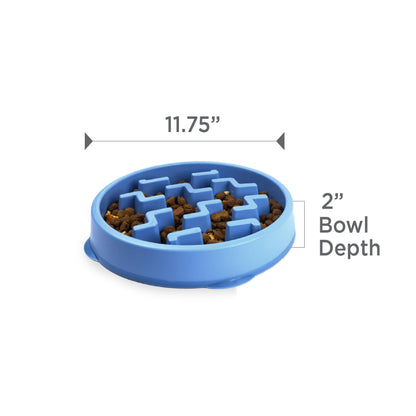 Outward Hound Slow Feeder Dog Bowl - Makes Meal Time Fun, Slows Down Eating, Promotes Healthy Digestion, Prevents Bloat | Slip Resistant and Durable, Food & Water Bowl, Size Large (Blue)