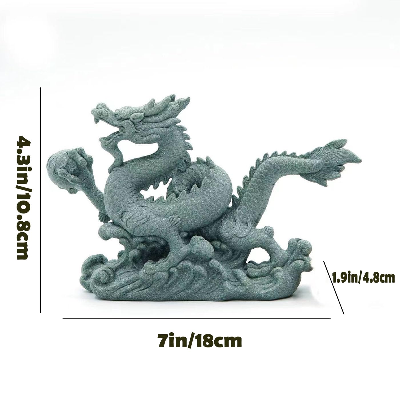 livelyfish Sandstone Chinese Dragon Statues, Aquarium Fish Tank Decorations Asian Garden Home Office Tabletop Small Accessories Decor for Wealth Success Lucky,A