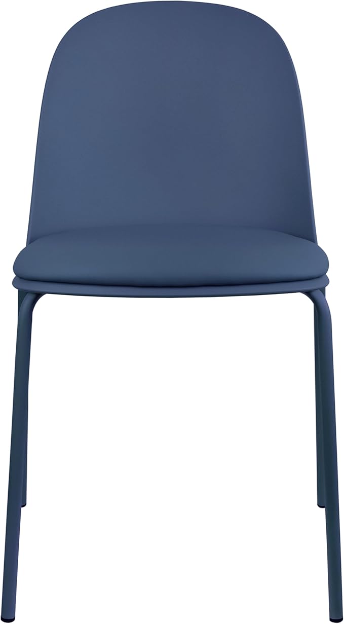 2xhome Parent Modern Stackable Armless Dining Chair | Plastic Shell Seat with Metal Legs | Indoor or Outdoor Use | Home Kitchen Patio (4, Blue, Padded Seat)