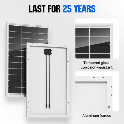 ECO-WORTHY 100 Watt Solar Panel 18 Volt Monocrystalline Solar Panel High Efficiency Module RV Marine Boat Caravan Off Grid