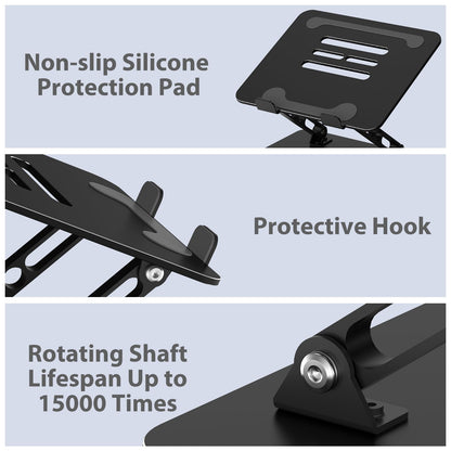 Nayka Adjustable Laptop Stand for Desk, Metal Foldable Laptop Riser, Portable Laptop Holder Desktop Book Stands, Ventilated Cooling Computer Notebook Stand Compatible with 10-15.6” Laptops