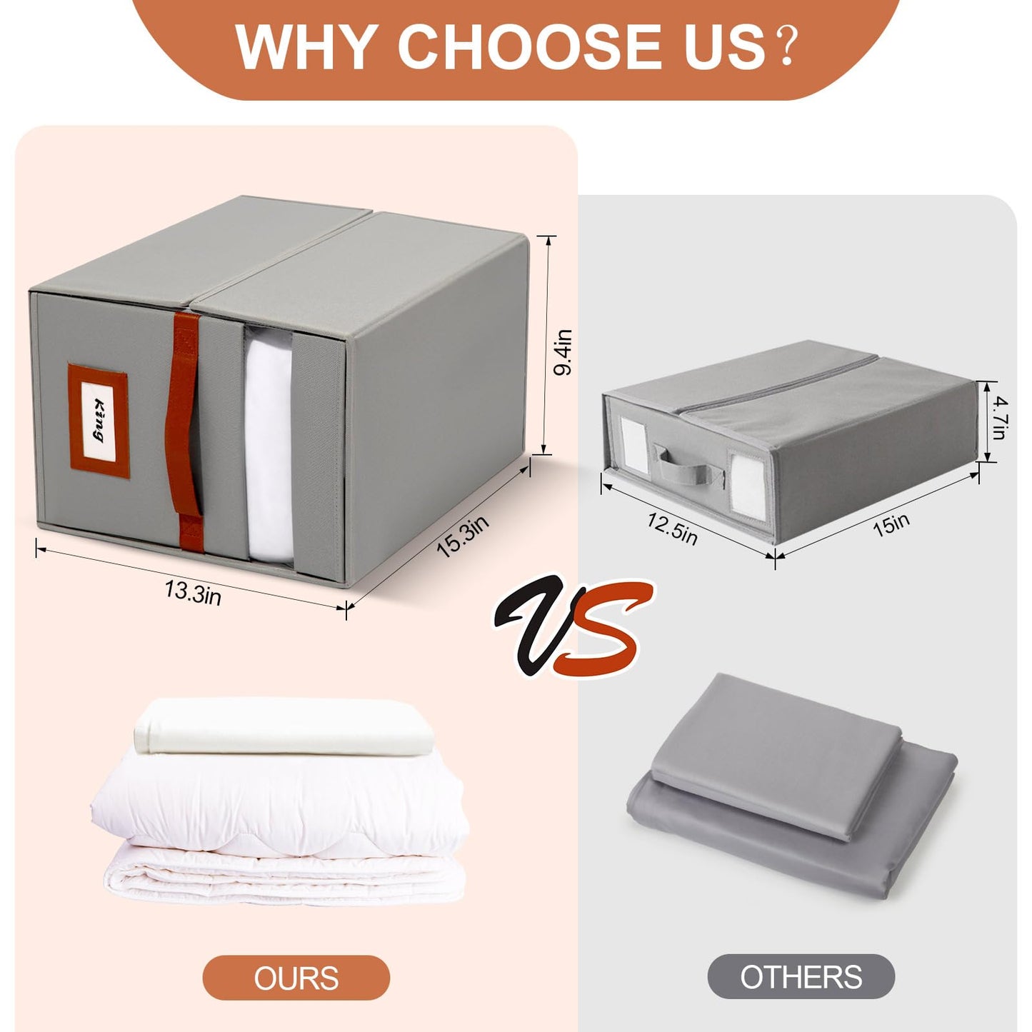 Jumpso Extra Large Bed Sheet Organizer, 2 Pack Foldable Sheet Organizers and Storage with Oxford Fabric, Clear PVC Window & Leather Handle – Storage for Bedding, Blankets, Duvet Cover Set, Quilt