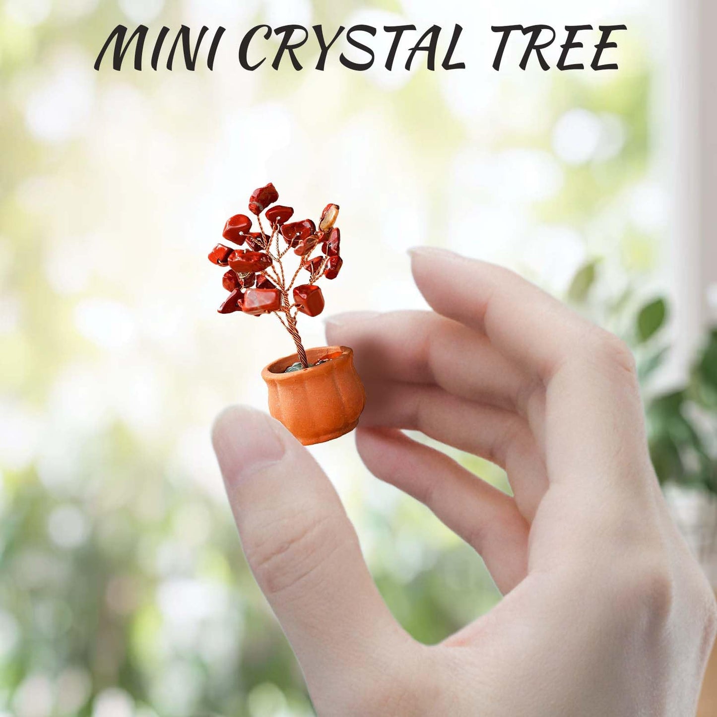 Runyangshi 12pcs Crystal Tree Set Tree of Life Natural Crystal Stones with Bonsai Base Gemstone Trees Fengshui Good Luck Positive Energy Home Decor