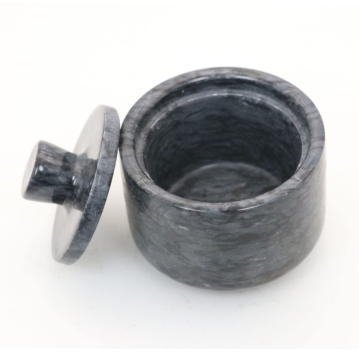 Marble Salt Cellars, Black Salt box With Cover, Salt Holder Storage Container for Counter, Kitchen Salt Container with