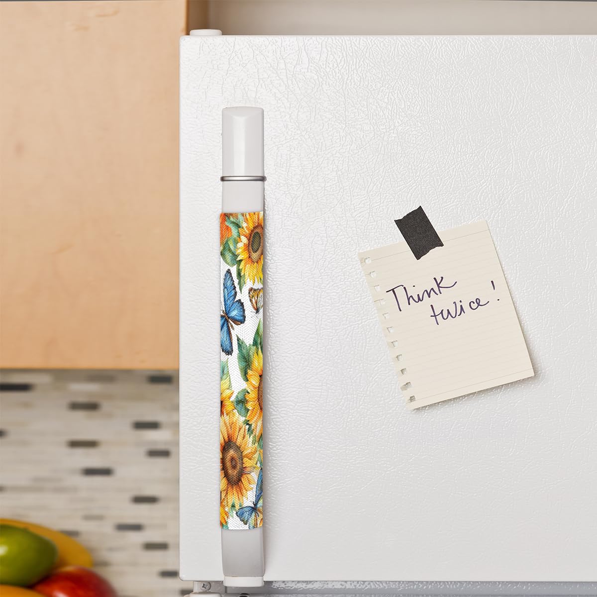 Pardick Refrigerator Door Handle Covers Set of 2, Butterflies Sunflowers Fridge Handle Covers Appliance Handle Covers Protector for Microwave Oven Stove Dishwasher, Keep Your Kitchen Appliance Clean