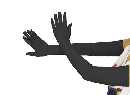 Ensnovo Adult Over Elbow 20.1" Stretch Long Spandex Opera Gloves Black,Large