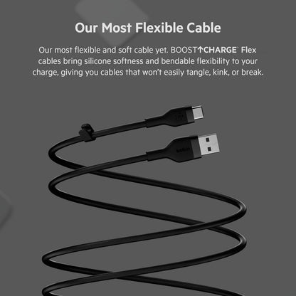 Belkin BoostCharge Pro Flex Braided USB-C to USB-A Cable (1M/3.3FT) USB-IF Certified Fast Charging Cable for iPhone 17, iPhone 17 Pro, iPad, Galaxy S25, Note, Pixel, Nintendo Switch 2 & More - Black