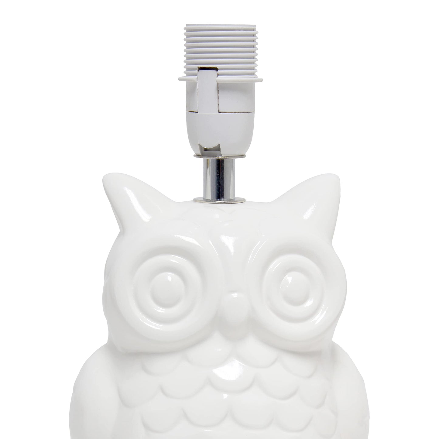 Simple Designs LT1136-OFF 12.8" Tall Contemporary Ceramic Owl Bedside Table Desk Lamp w Matching Fabric Shade for Home Decor,Bedroom, Nightstand, Living Room, Entryway, Kids' Room, Nursery, Off White