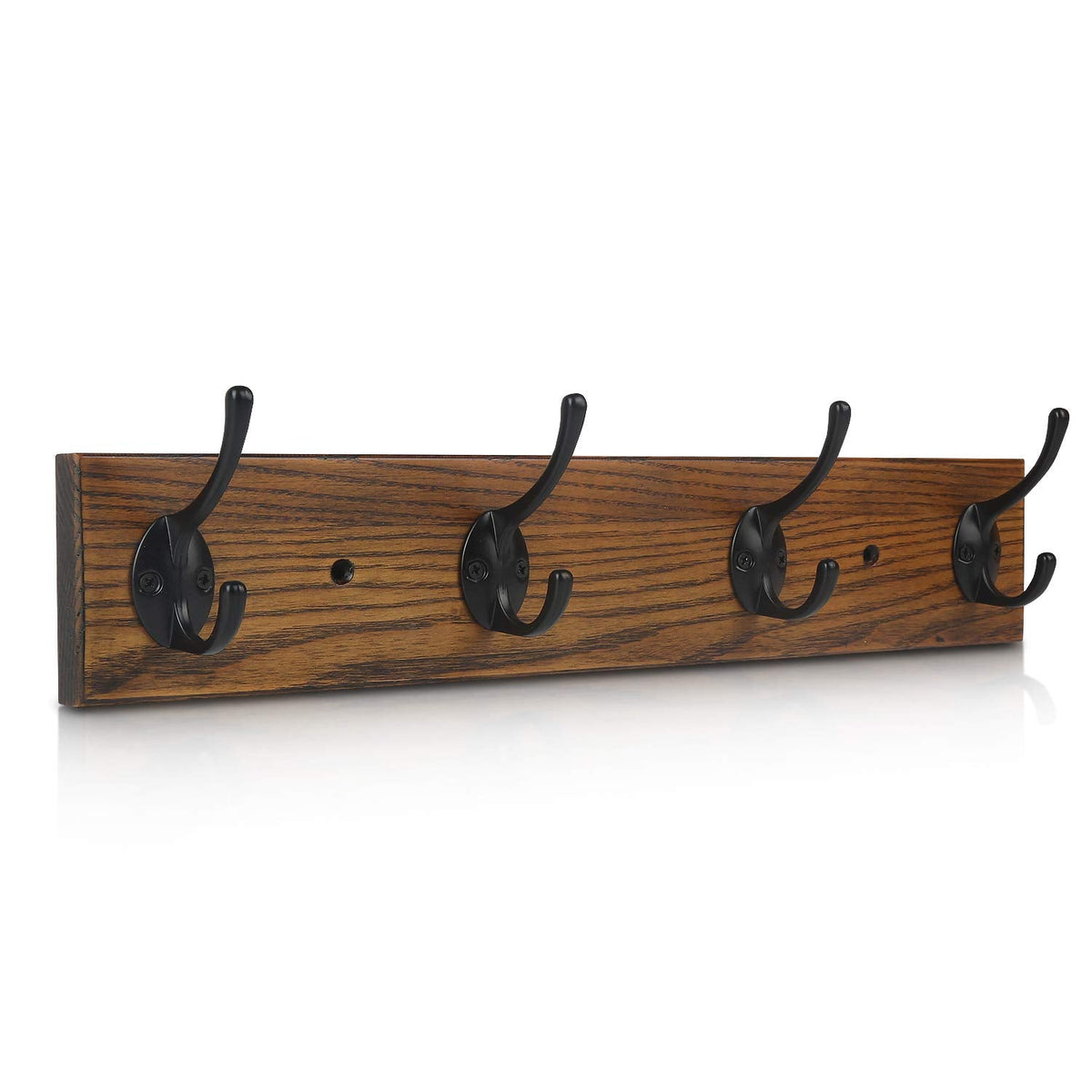 YTJG Coat Rack Wall Mounted, Wall Coat Rack with 4 Rustic Coat Hooks, 17” Entryway Ash Wood Coat Hanger Rail Hooks for Hanging Coats Hats, Perfect for Bedroom Bathroom Kitchen