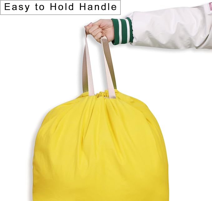 Cotton Canvas Laundry Bag with Handles & Drawstring Straps, Heavy Duty Extra