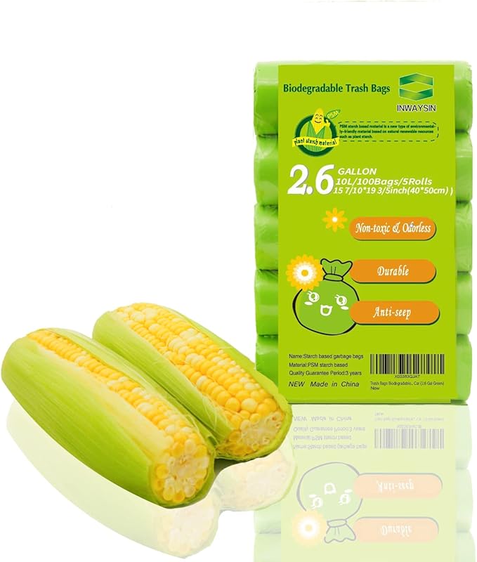 2-2.6 Gallon Trash Bags, Inwaysin Bathroom Garbage Bags, Biodegradable Small
