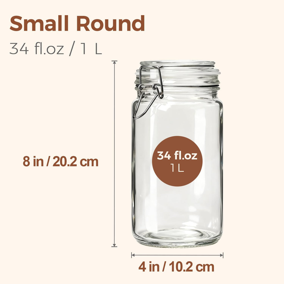 ComSaf 1 Quart Glass Jars with Airtight Lids (32oz, Set of 3), Straight-Sided Canisters for Sourdough Starter & Fermenting, 1L Hermetic Pantry Storage for Flour, Sugar, and Coffee