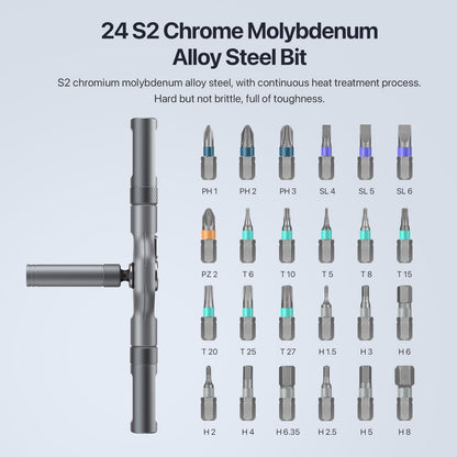 24 in 1 Magnetic Screwdriver Set, DIY Ratchet Mini Screwdriver Set, Removable self-Assembly Precision Screwdriver kit, Magnetic DIY Precision Tool kit for PC Mobile Watch Bicycle