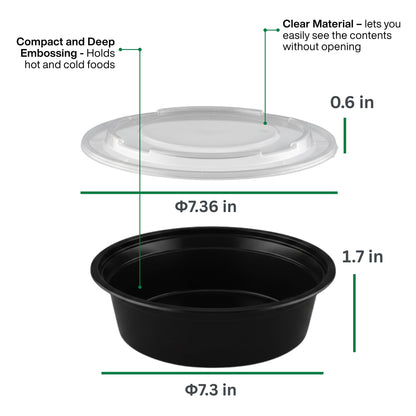 ProTakeOut [24 oz Round Meal Prep Containers with Lids – BPA-Free Food Storage Containers, Bento Box for Restaurant & Catering Use, Stackable, Microwave, Dishwasher, Freezer Safe – 50 Pack