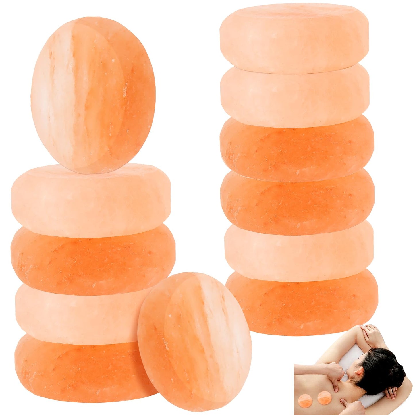 KOHAND 10 PCS Himalayan Round Massage Stone, Hand Carved Warm Cold Hot Message Stone for Therapy, Relaxing, SPA