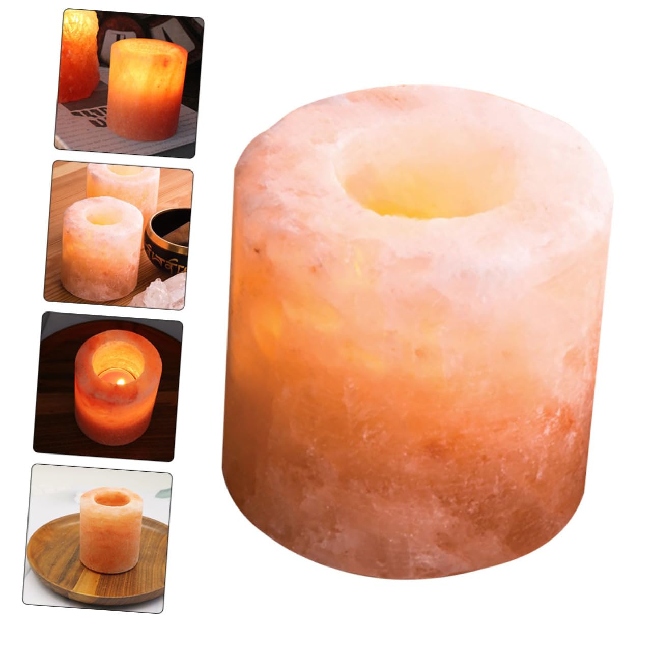 ABOOFAN Modern Himalayan Salt Candlestick Holders Decorative Home Decor for Living Room Garden Patio