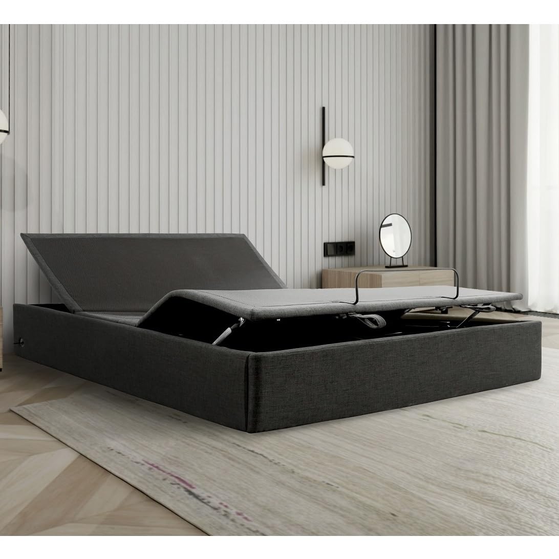 Ergomotion Stow Adjustable Bed Base with Storage - Head & Foot Articulation, Zero Gravity, USB Ports - Available in Full, Queen, King (Queen)