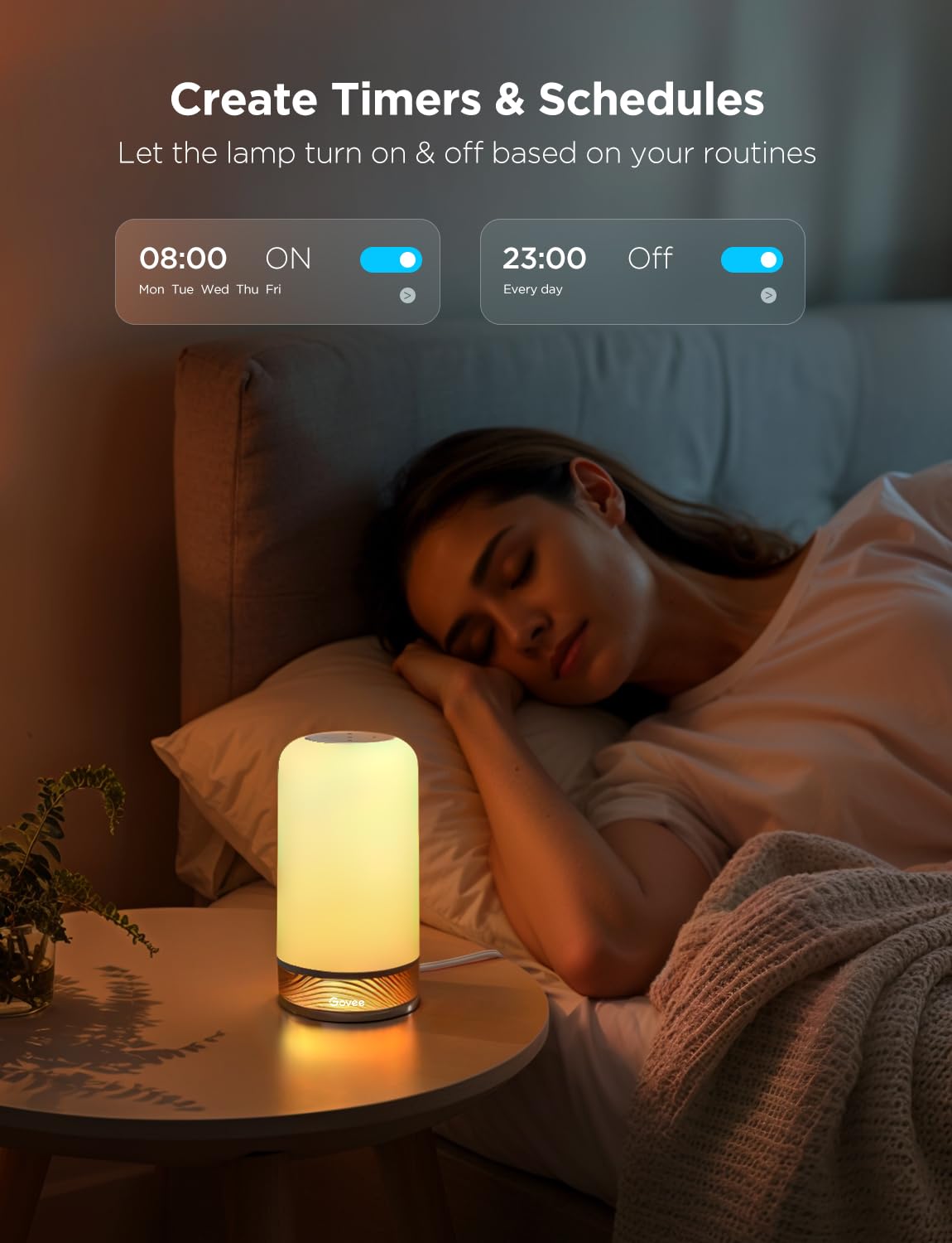 Govee Bedside Touch Table Lamp, Night Light Kids LED RGBICWW Works with Matter and Alexa, Music Sync, 64 Scene Modes, Timer, 2700-6500K Night Lamp for Bedroom, Kids, Living Room Decor(Corded Electric)