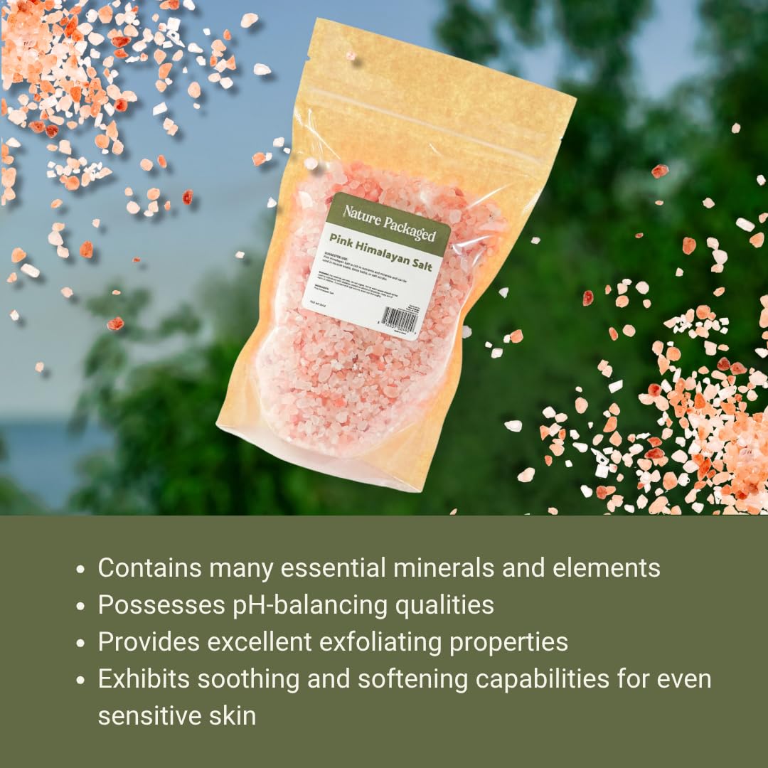 Nature Packaged Pink Himalayan Salt (16oz) - Direct from The Himalayan Mountains - Pure Coarse Grain Organic Salt for Body Scrubs, Adding to Baths, and Foot Soaking 1 Pack