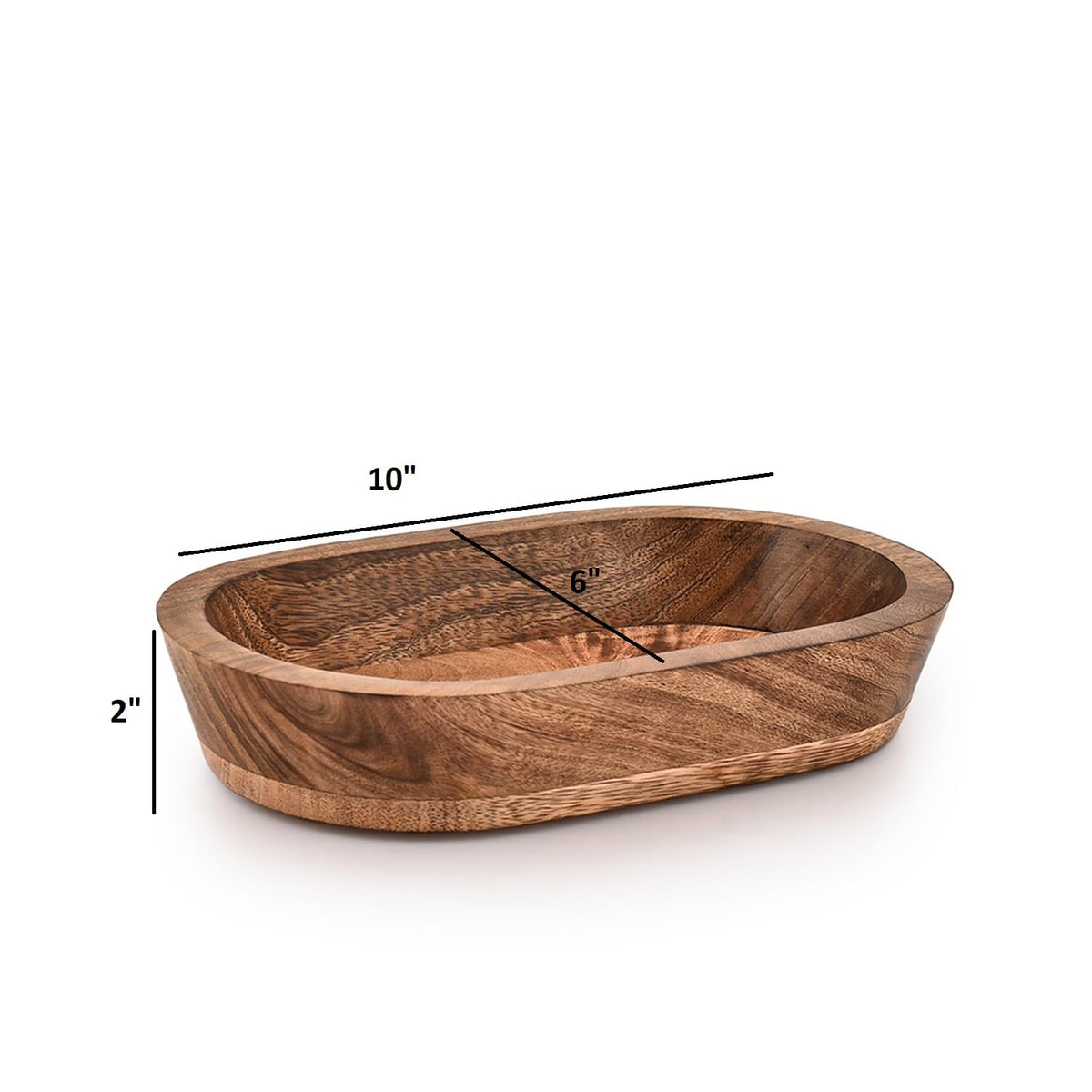 BHAVATU Decorative Bowl Mango Wood Hand Carved Home Decor for Dining Table Centerpiece Bowl for Table (10" x 6" x 2")
