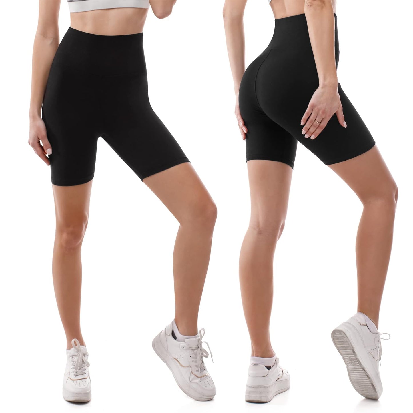 SINOPHANT High Waisted Women Biker Shorts - 6” Buttery Soft Elastic Tummy Control Shorts for Gym, Yoga, Workout(S-M,Orange)