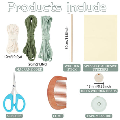 FREEBLOSS DIY Macrame Leaf Wall Hanging Beginners Macrame Kit Leaf Woven Tapestry Feather Wall Hanging DIY Macrame Kit for Adults Birthday Gift