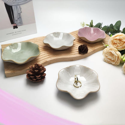 Ceramic Leaf Dish, Tiny Key Bowl, Small Ring Dishes Holder, Jewelry Plate, Trinket, Nightstand Decor for Entryway Table Home Decor Gift for Mom, Women, Girls