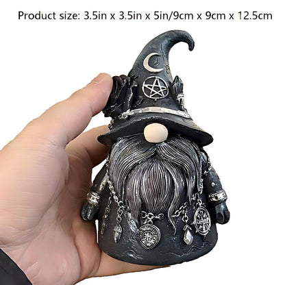 wsmart Gothic Garden Gnome Statue, Dark Academia Decor, Horror Collectible Figurines, Unique Halloween Decorations Cool Pagan Altar Witch Aesthetic Decoration Gift （Black Resin ）