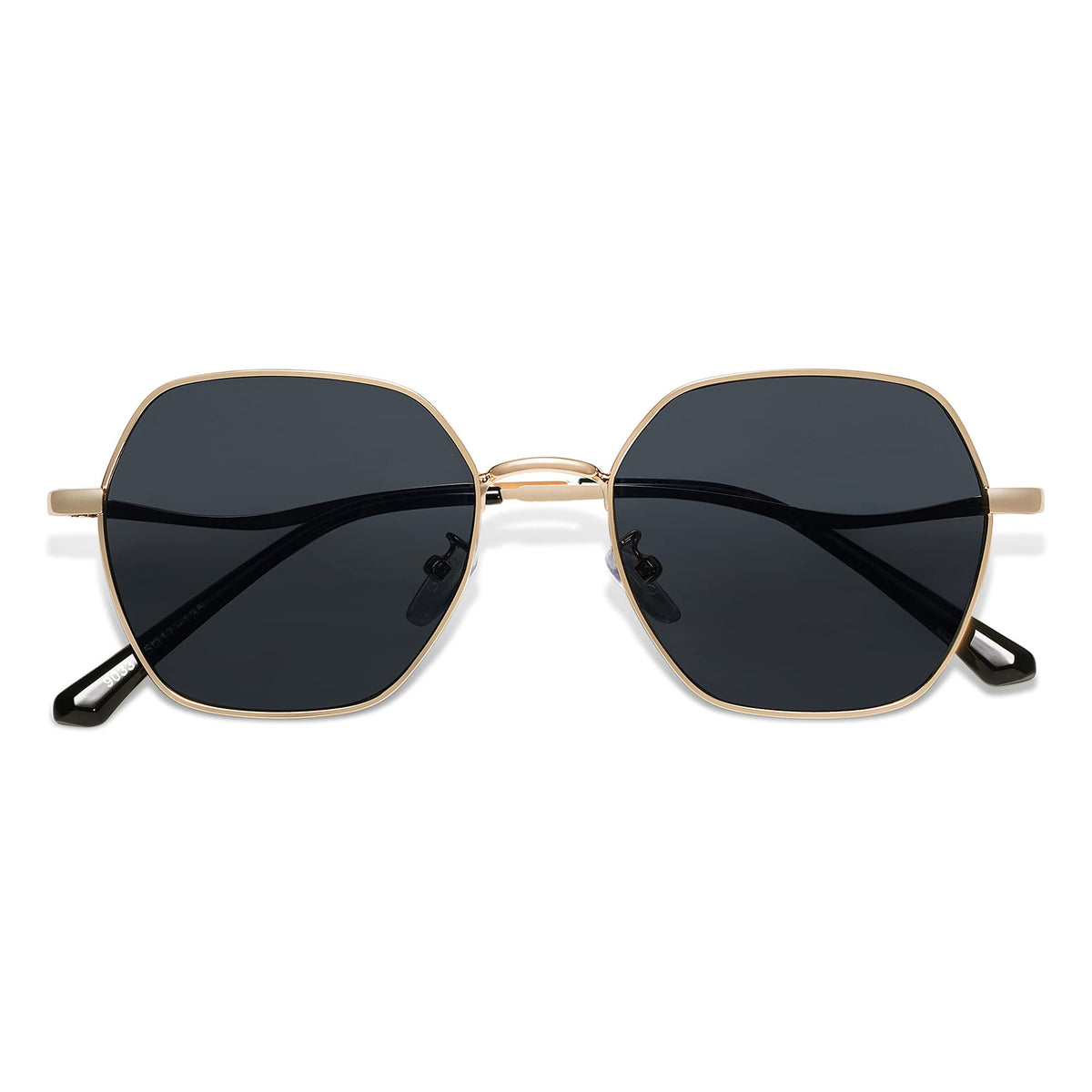 SOJOS Retro Hexagon Square Polarized Sunglasses for Women Men Vintage Hexagonal Polygon Shades SJ1101, Gold Frame/Grey Lens