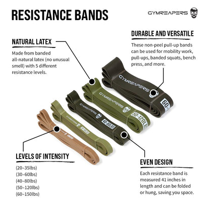 Gymreapers Resistance Bands for Working Out – Elastic Pull Up Exercise Assistance Bands Set for Powerlifting, Stretching, WOD, Strength Training – for Men & Women