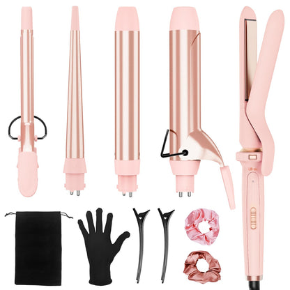 Birthday Gifts for Women, Ufree 5 in 1 Curling Iron with Interchangeable Ceramic Barrels (0.35"-1.25"), Curling Wand Set with Flat Iron Hair Straightener, Instant Heat Up, Dual Voltage Hair Curler