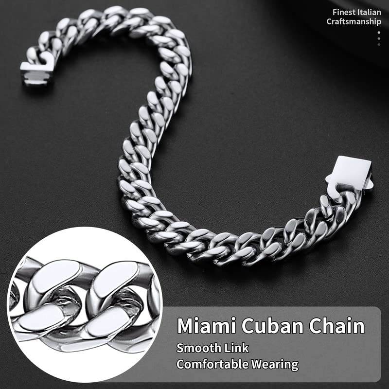 ChainsHouse Hip Hop Cuban Bracelet for Men 9mm 21cm 316L Stainless Steel Wrist Bracelet Man Bangle