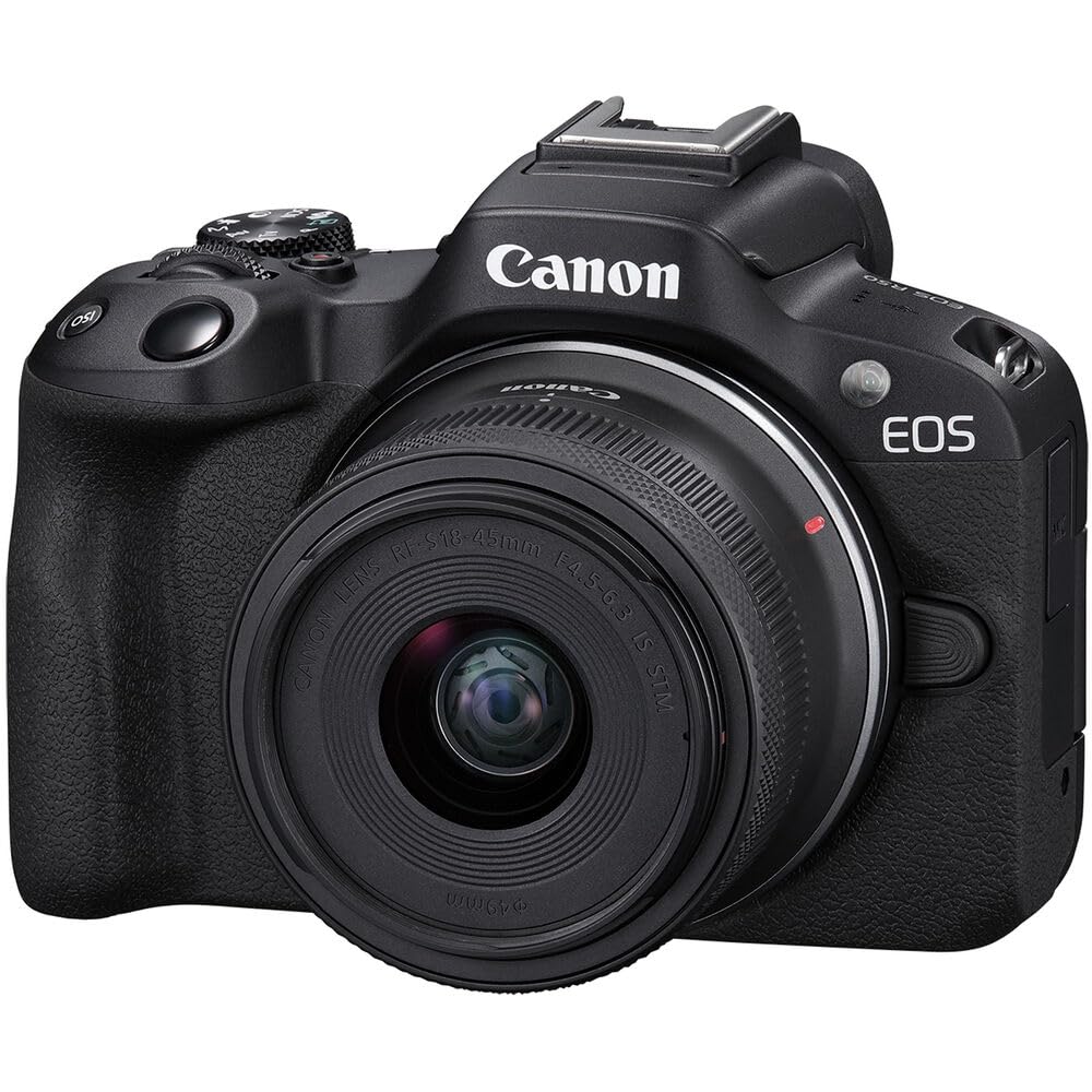 Canon EOS R50 Mirrorless Camera with 18-45mm Lens (Black) Bundle with 64GB Memory Card + Canon 200ES EOS Shoulder Bag (3 Items)