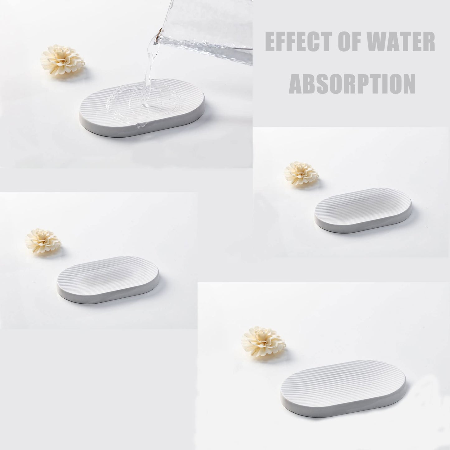 AUSAULAC Ceramic Toothbrush Holders for Bathrooms, White Bathroom Accessories Diatomite, Electric Toothbrush Holder Countertop with Toothbrush Holders, Soap Dish Set